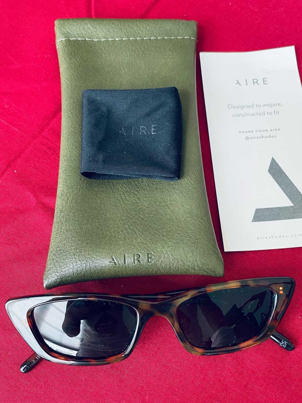 AIRE Tortoiseshell Cat-Eye Sunglasses (Like New w/ Pouch & Cloth)